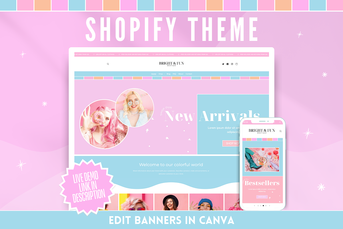 Bright Fun Shopify Theme, a Shopify Template by SunshineStudioBoutique (Photo 1 of 9)