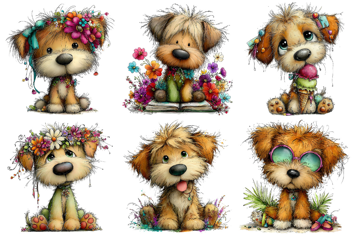 Golden Puppy Clipart Set, a Seasonal Illustration by Daily.Designs (Photo 4 of 4)