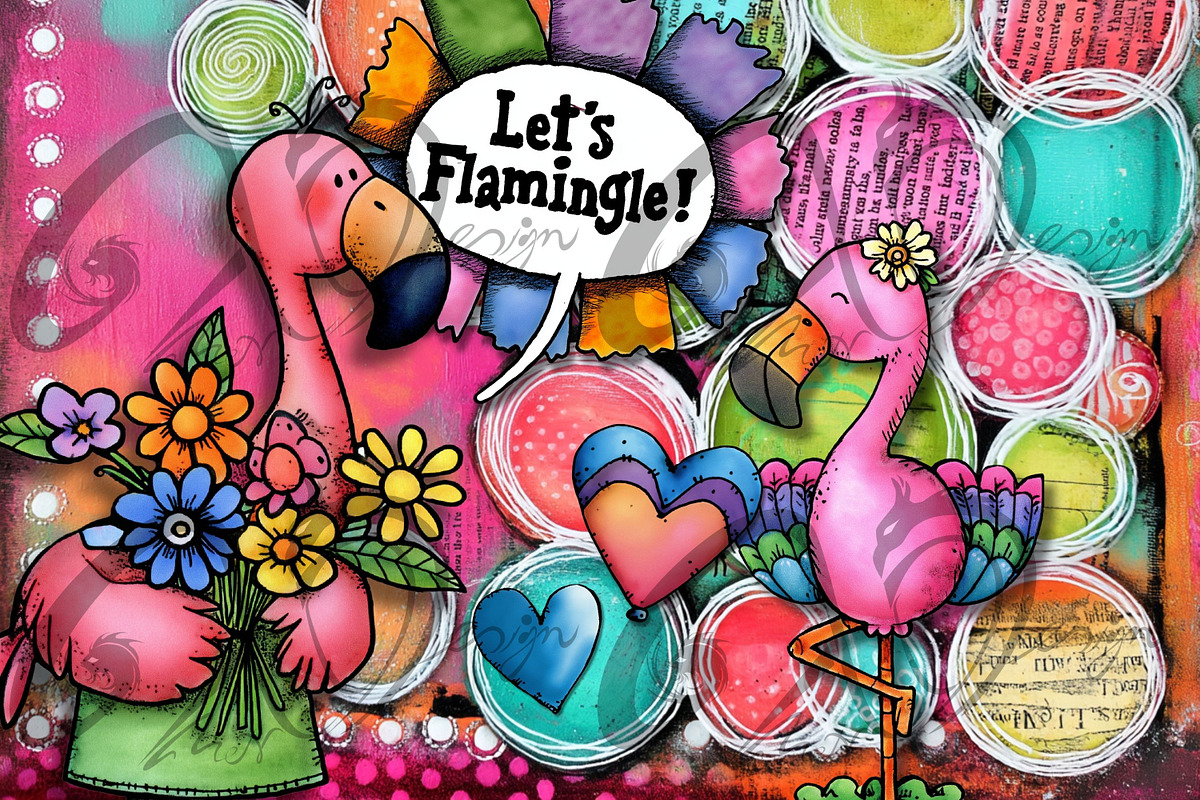 Clipart Kit of Funky Flamingo, an Animal Illustration by NiiiNArt (Photo 5 of 8)