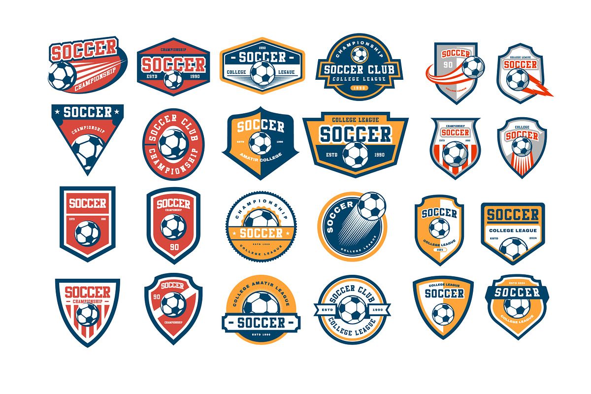 54 Football Logos MASSIVE BUNDLE, a Sport Illustration by grindstudio (Photo 4 of 4)