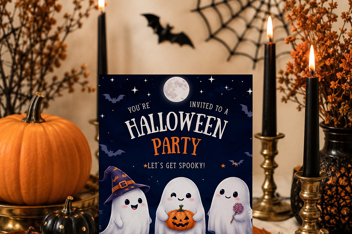 Cute Ghost Halloween Invitation, an Invitation Template by Arslan (Photo 3 of 5)