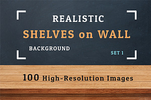 100 Realistic Shelves on Wall. Set 1