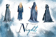 Hand-Painted Night Clipart Set, an Animal Illustration by ArtCreationsDesign (Thumbnail 10 of 29)