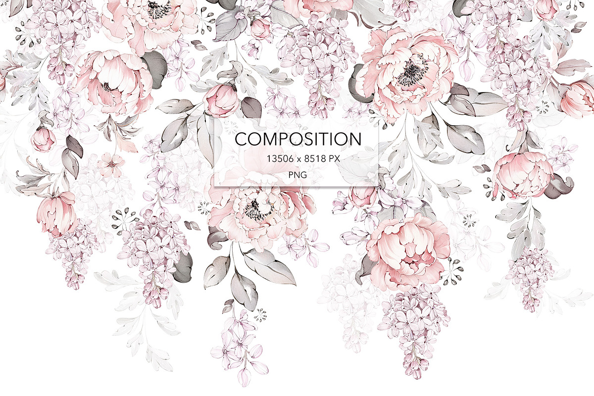 Pink Watercolor Peonies Pattern, a Pattern Graphic by Lisima (Photo 2 of 16)