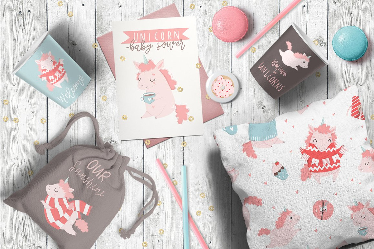 Unicorn baby - cute pink nursery set, an Animal Illustration by Artnis (Photo 6 of 7)