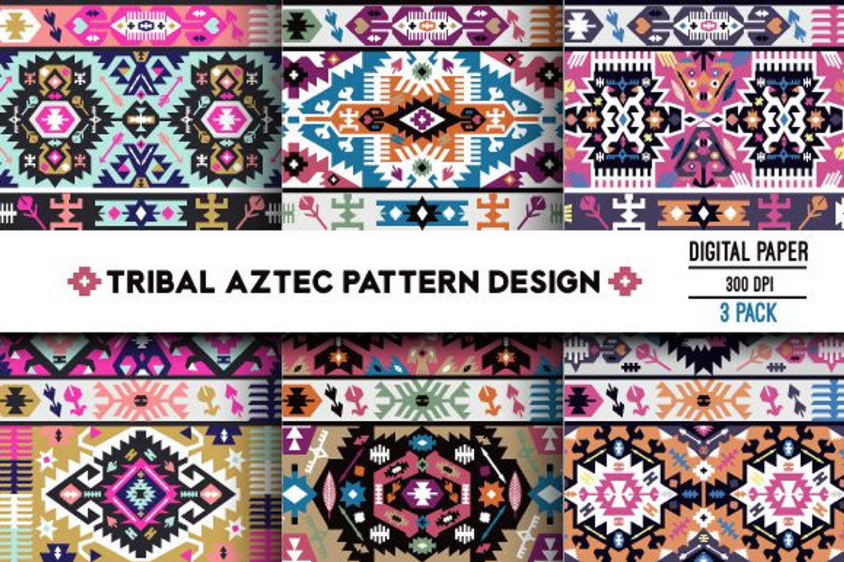 Collection Bright Aztec Patterns, a Pattern Graphic by tomuato (Photo 1 of 4)