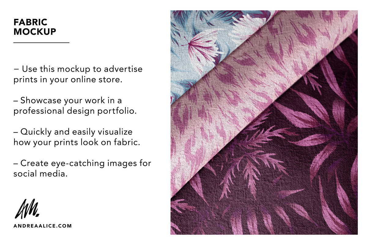 Three Cotton Fabrics Mockup, a Household Mockup by Andrea Muller (Photo 3 of 7)
