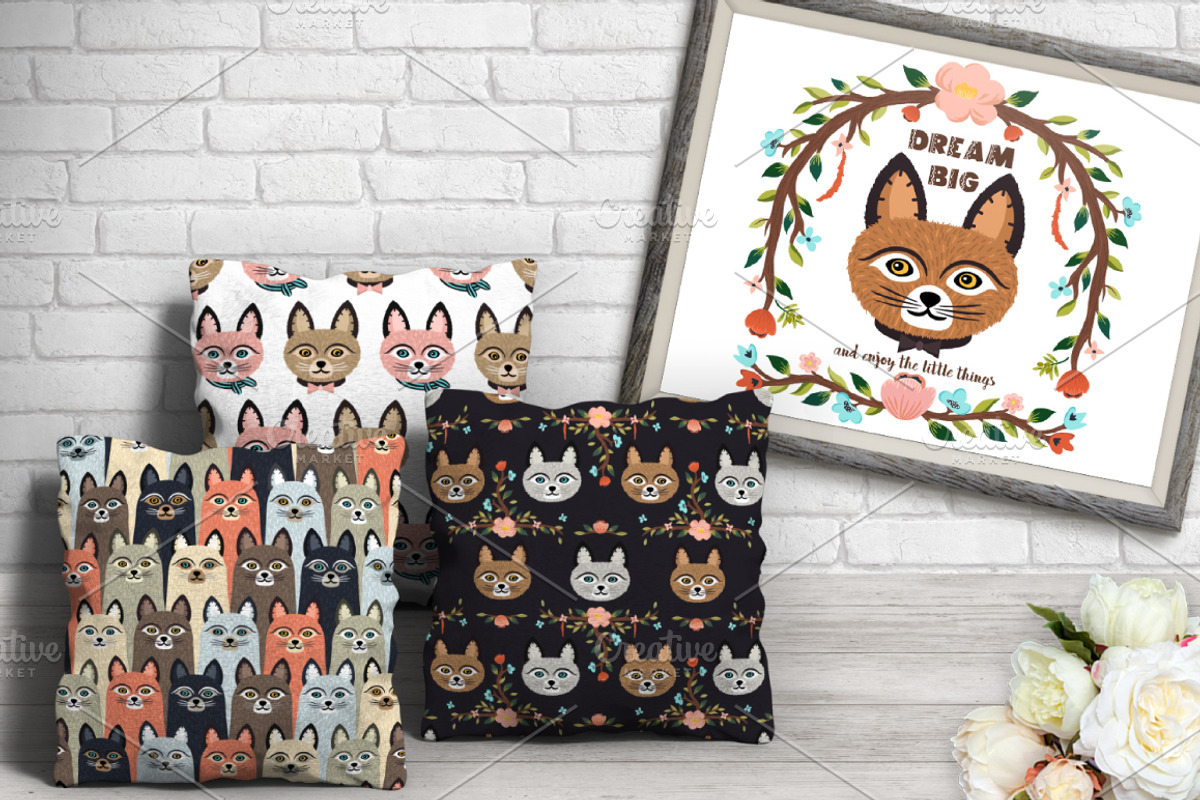 Big Meow Set. Cute Cats Prints, an Animal Illustration by Dasha_D (Photo 2 of 9)