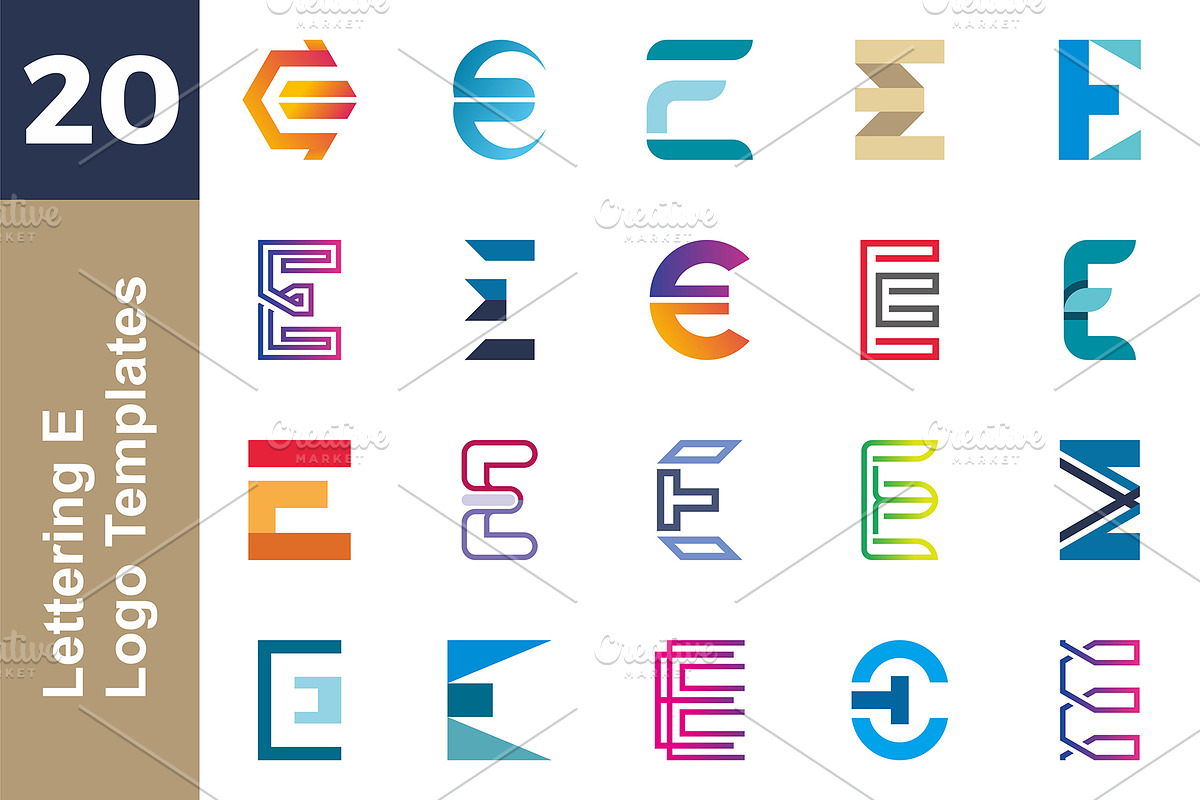 20 Logo Lettering E Template Bundle, a Branding & Logo Template by Acongraphic (Photo 1 of 21)
