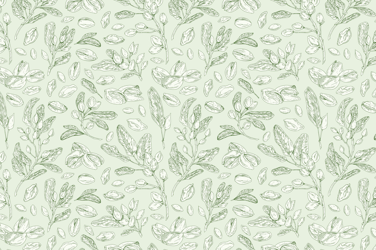Pistachio plant nut seamless pattern, a Pattern Graphic by Good Studio