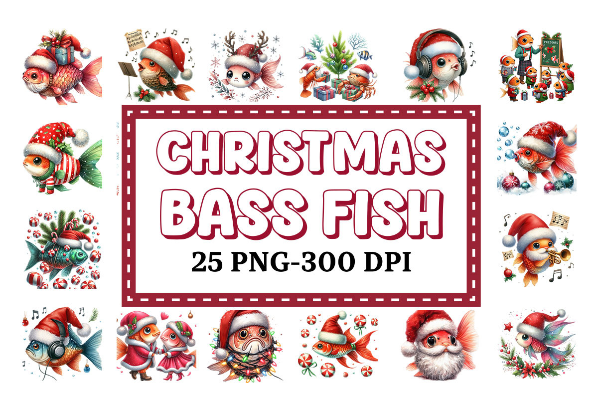christmas bass fish Clipart, an Object Graphic by Pixxel_Studio (Photo 4 of 4)
