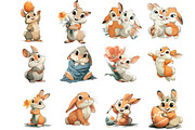 Cute Baby Rabbit Clipart, an Illustration by DreamArtGraphic (Thumbnail 4 of 4)