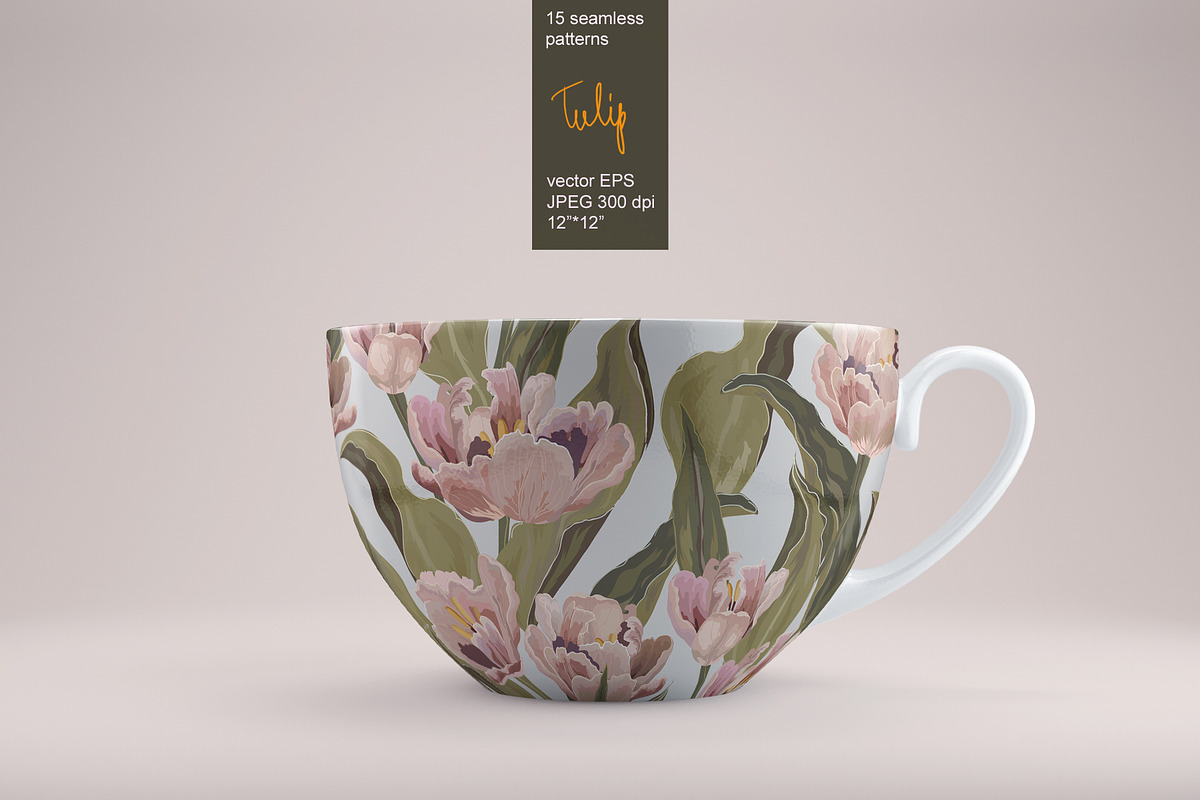 Tulip seamless vector set, a Pattern Graphic by PatternsBlooming (Photo 6 of 8)