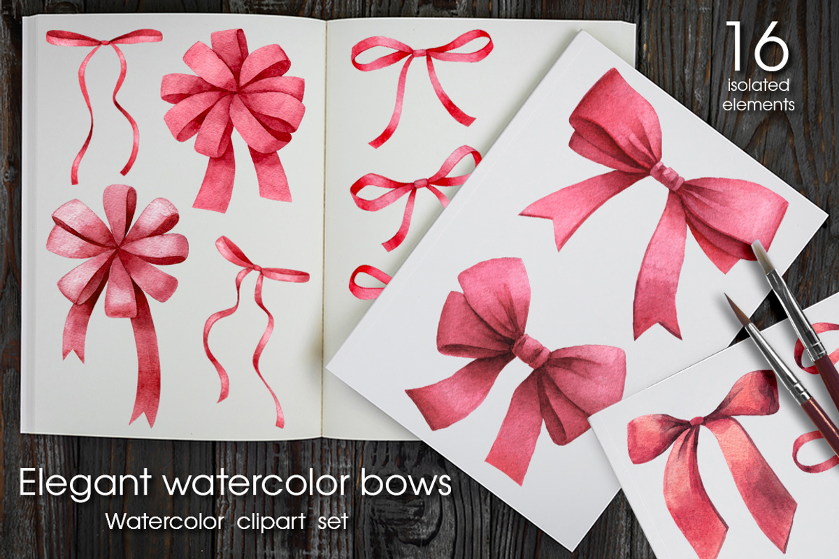 Elegant watercolor bows set, a Decorative Illustration by Anastasia Koba (Photo 1 of 3)