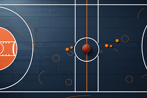 Displaying top-down basketball court, an Illustration by wavebreak