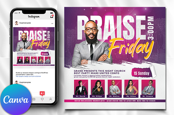 Church Friday Flyer , Canva Flyer preview 3