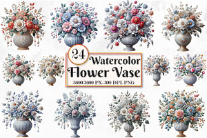 Watercolor Flowers Vase Png Clipart, a Seasonal Illustration by Craft Nest