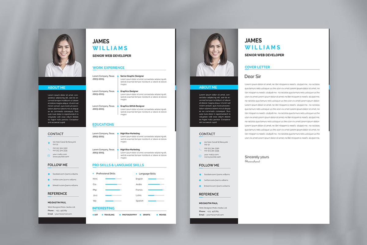 Modern Resume CV Template Design, a Resume Template by Blackcloud_Creations (Photo 2 of 5)