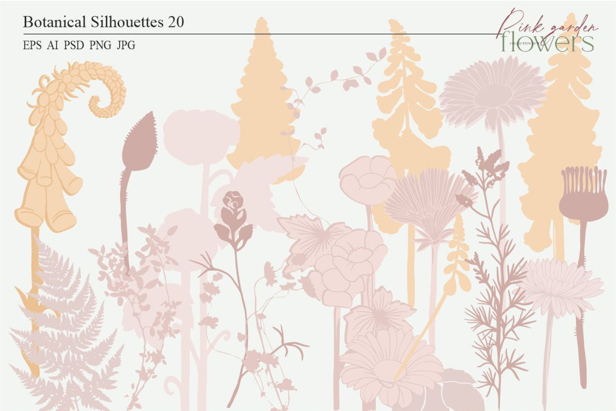Pink garden flowers, a Decorative Illustration by Collection by VY (Photo 8 of 10)