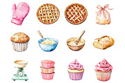 Watercolor Baking Clipart, an Illustration by Design Market (Thumbnail 2 of 3)