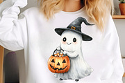 Watercolor Halloween Ghost Clipart, a Transportation Illustration by SinaCreation (Thumbnail 7 of 9)