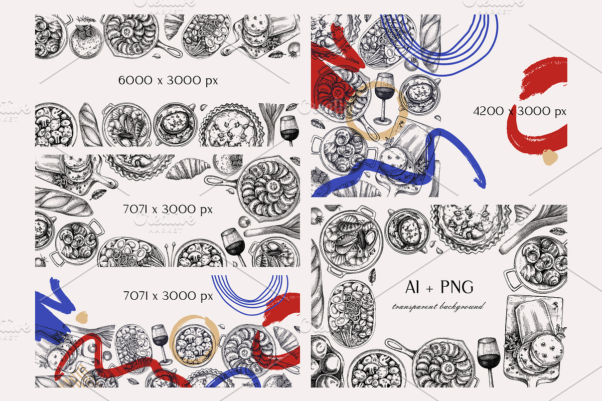 French Cuisine. Vector Food & Drinks, a Food Illustration by Yevheniia (Photo 6 of 11)