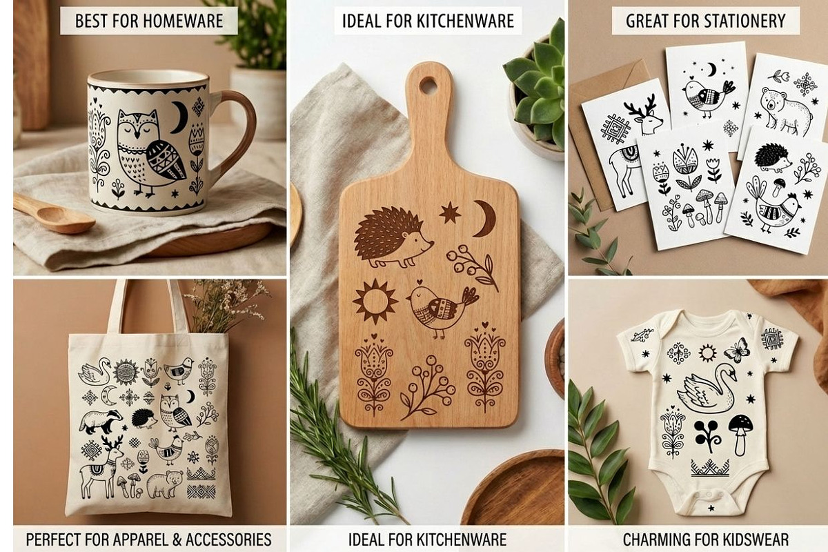 Folk Art Animal Clipart Bundle, an Animal Illustration by PassionPNGcreation (Photo 4 of 5)