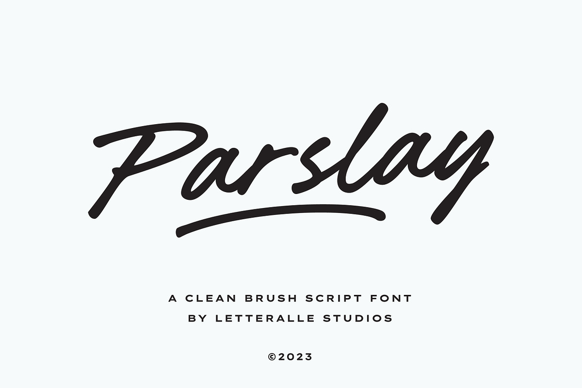 Parslay - Clean Brush Script Font, a Script Font by Letteralle Studios (Photo 1 of 8)