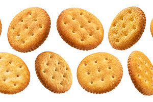 Round crackers isolated on white