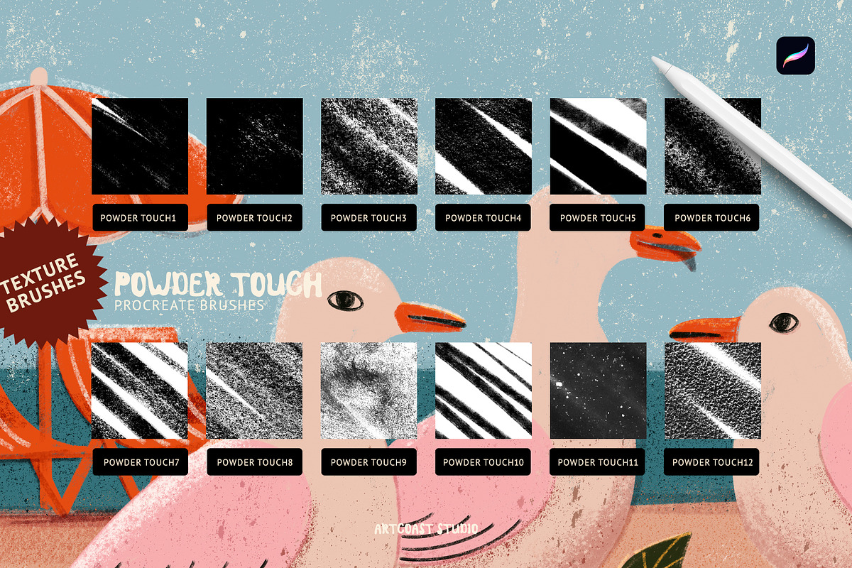 Powder Touch Procreate Texture Brush, a Brush Add-On by Spasibenko Art (Photo 4 of 6)
