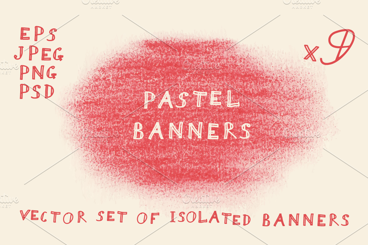 9 Isolated Pastel Banners