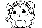 Cute Hamster Coloring Pages for Kids, an Animal Illustration by Sourcedigi (Thumbnail 3 of 3)