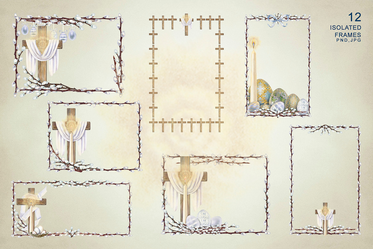 Easter Crosses, Watercolor Cliparts, a Seasonal Illustration by EL_SUHOVA (Photo 4 of 7)