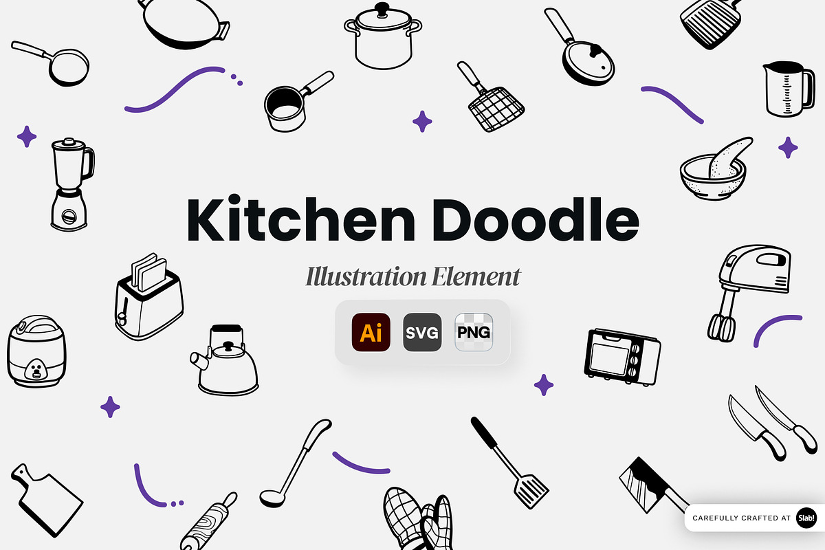 Kitchen Doodle Illustration Element, an Object Graphic by SLAB! Design (Photo 1 of 2)