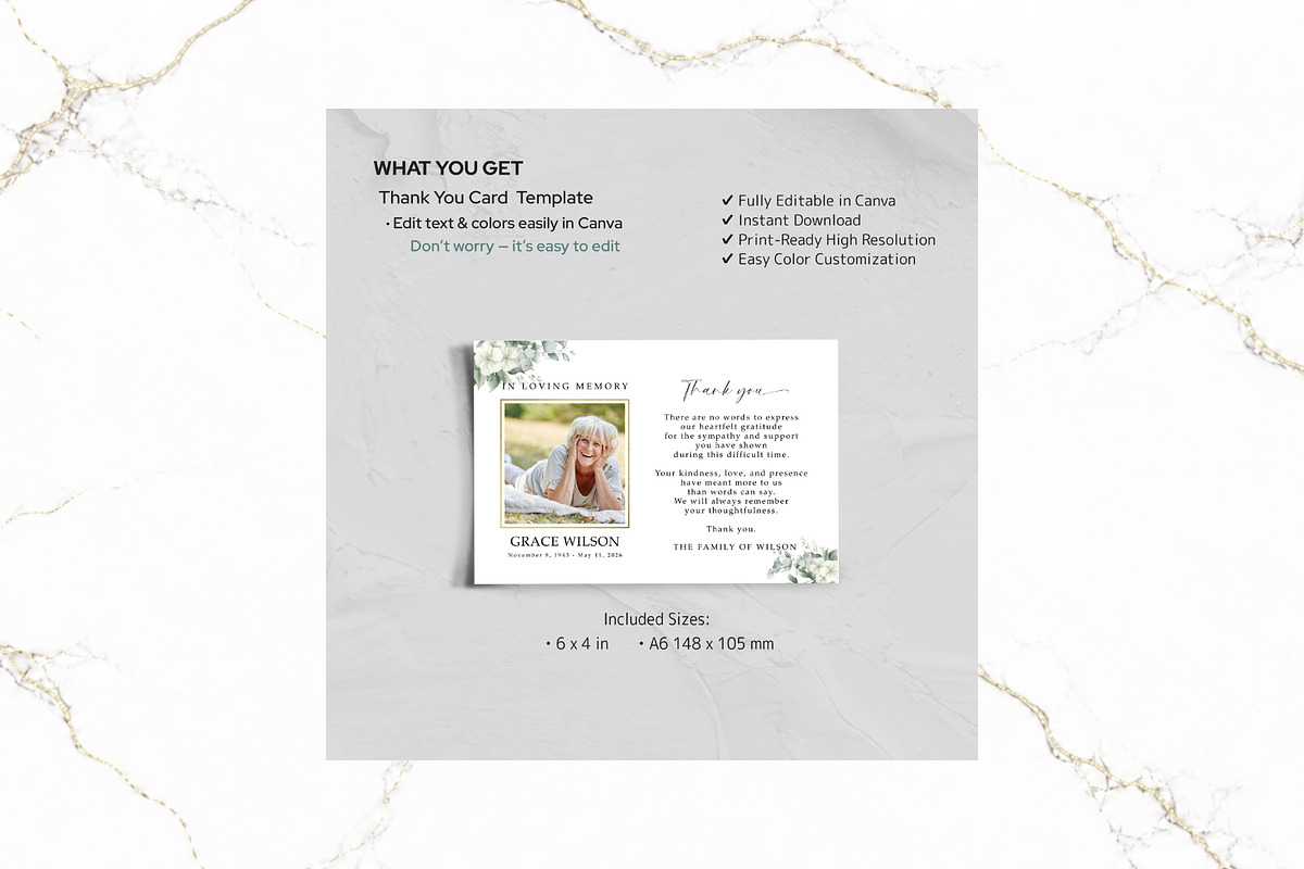 Funeral Thank You Card Canva FR007, a Card Template by TyphoonStudio (Photo 2 of 6)