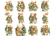 Romantic Elderly Couple Bundle, an Illustration by Designking (Thumbnail 2 of 5)