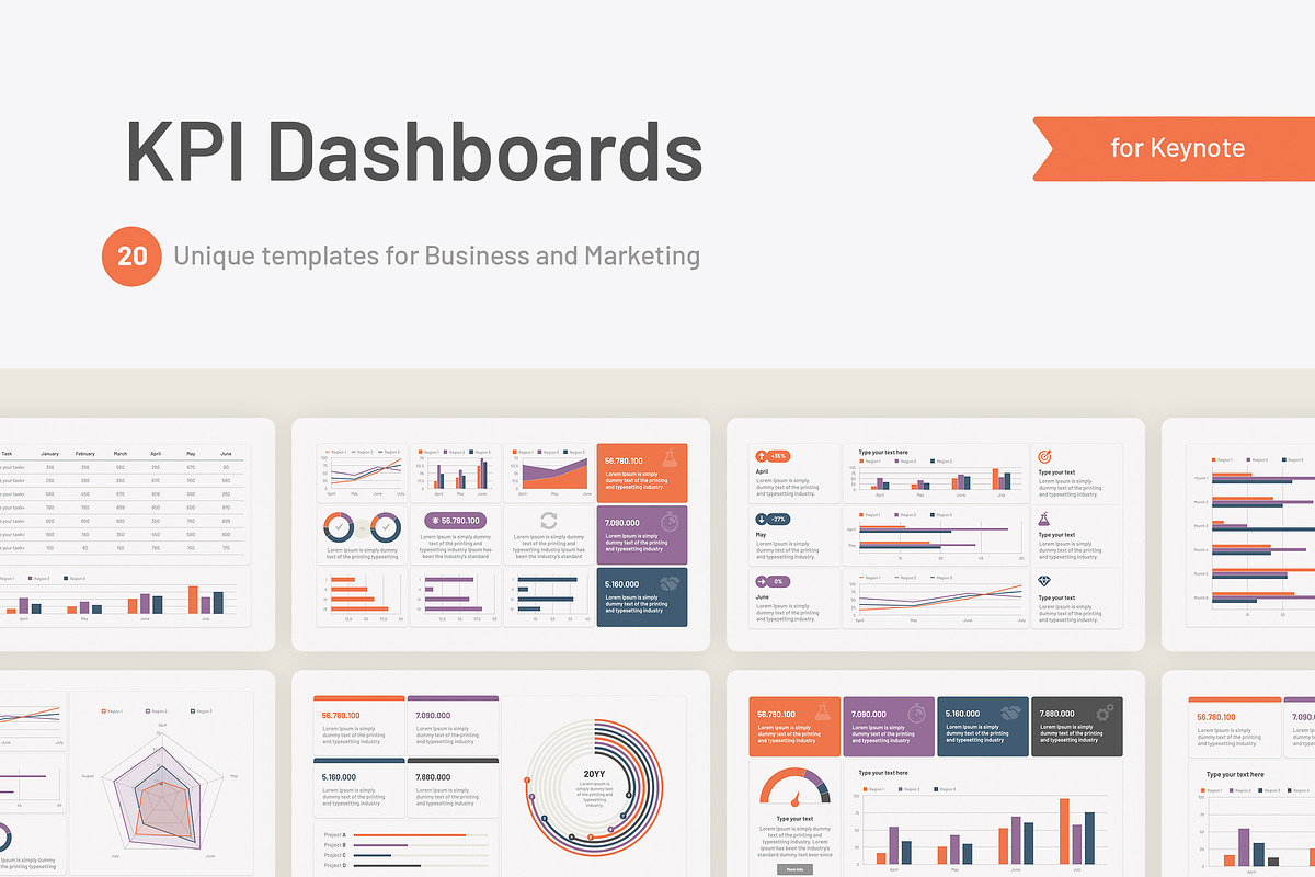 KPI Dashboard Kit Keynote Templates, a Presentation Template by HiSlide.io (Photo 1 of 4)