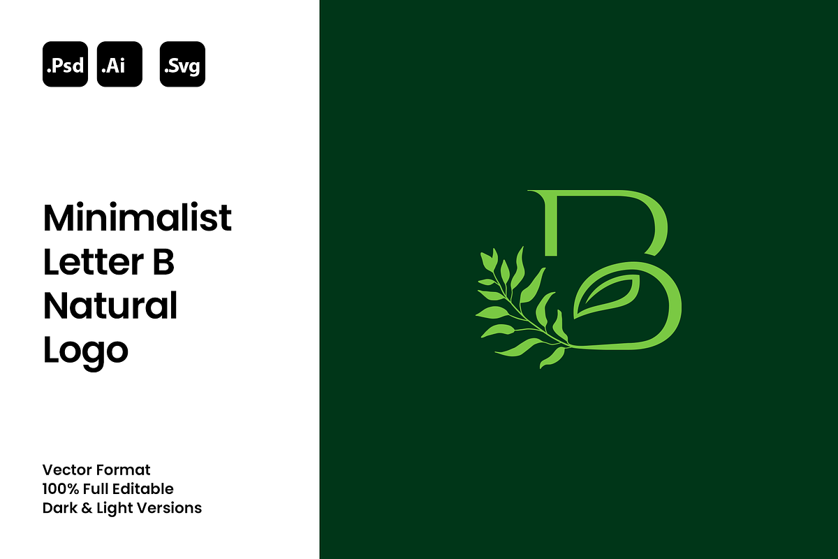 Minimalist Letter B Natural Logo, a Branding & Logo Template by Luxury Logos (Photo 1 of 4)