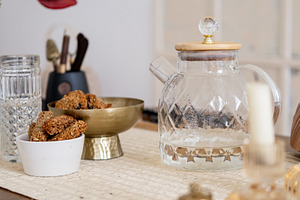 Living space home indoor glass candle bell flower, a Background Photo by Photo Drive Studio