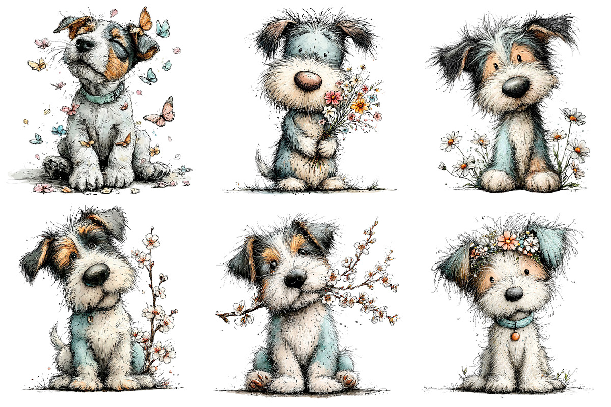 Whimsical Spring Dog Clipart, an Illustration by Dream Creation (Photo 5 of 6)