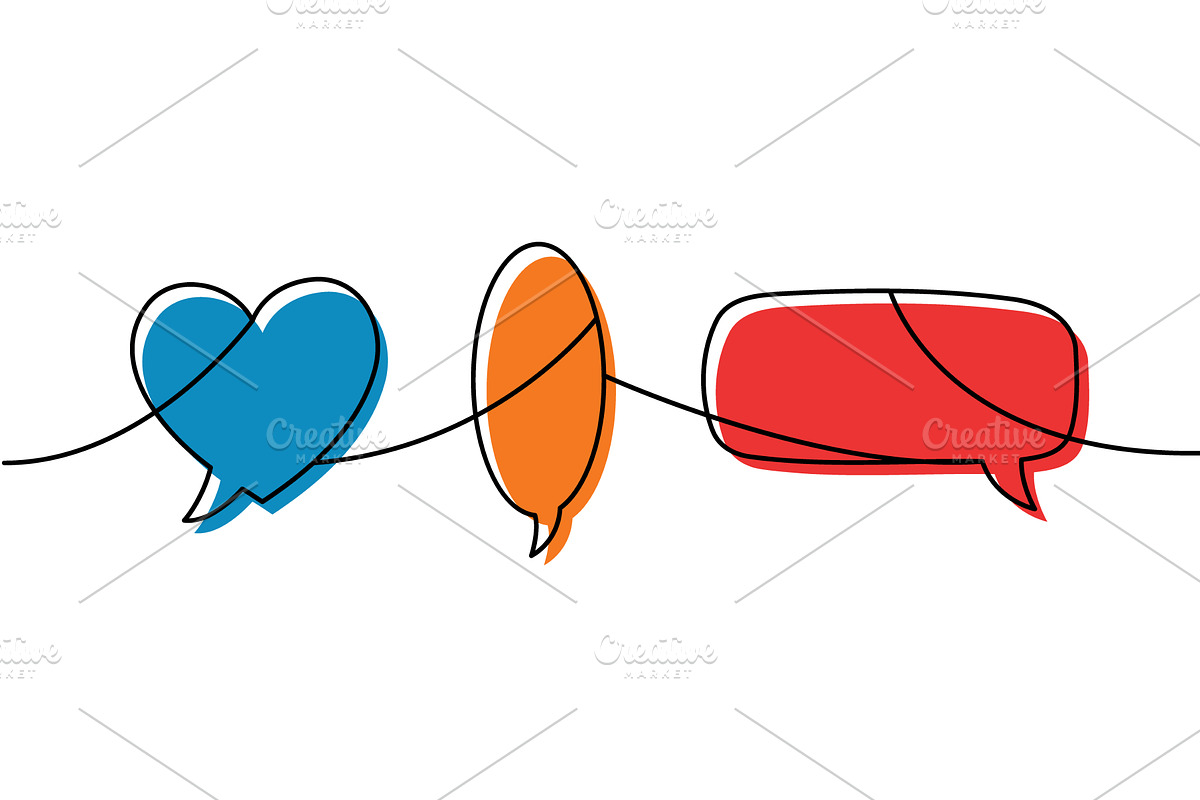 Minimalist line art with speech, an Object Illustration by GraphiShop
