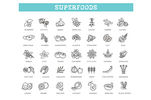 Antioxidant Food Icons, a Food Illustration by Tettygreen