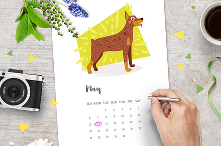 Calendar 2018. Dogs, a Wallpaper Graphic by Anna Violet