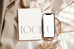 Card And Phone Mockup Card