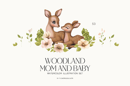 Watercolor Set Mom and Baby