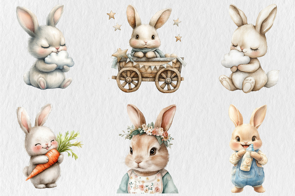Sweet Bunnies Nursery Clipart, an Illustration by Rose Art (Photo 4 of 5)