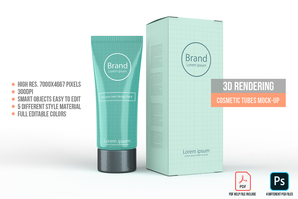 3D Rendering Cosmetic Tubes Mock-up, a Packaging Mockup by graystudio (Photo 46 of 50)
