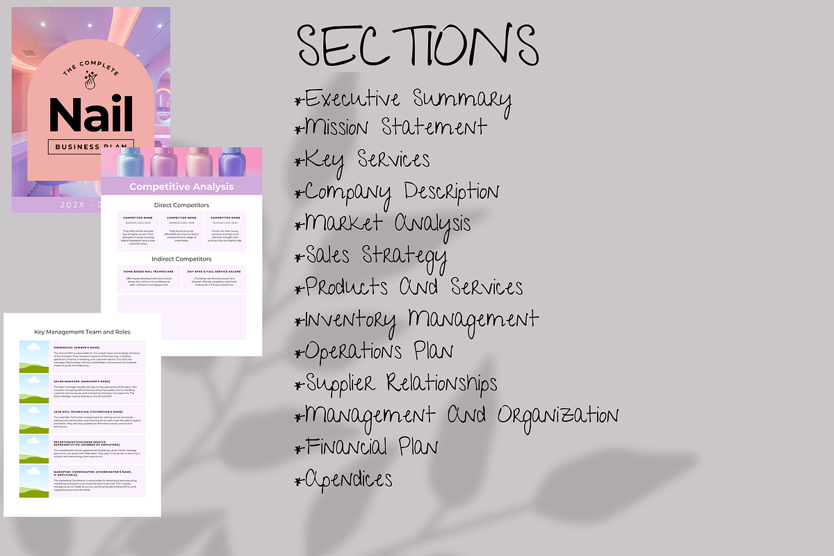 NAIL BUSINESS PLAN TEMPLATE, a Marketing Template by Daring Digies (Photo 3 of 5)