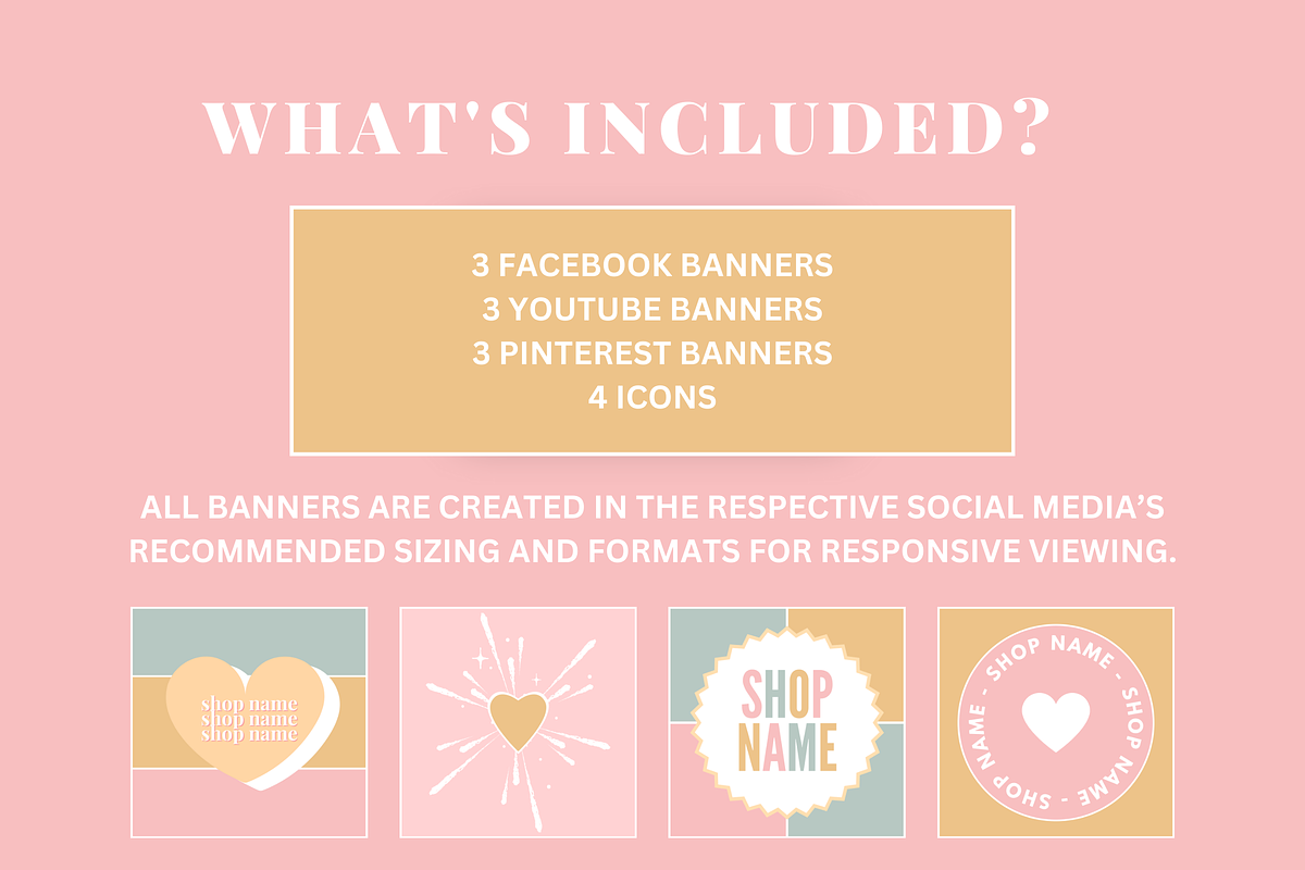 Cute Social Media Banners + Icons, a Social Media Template by SunshineStudioBoutique (Photo 3 of 9)