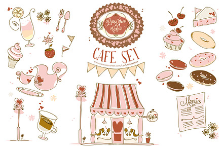 Hand-drawn Cafe Set - FREE Patterns